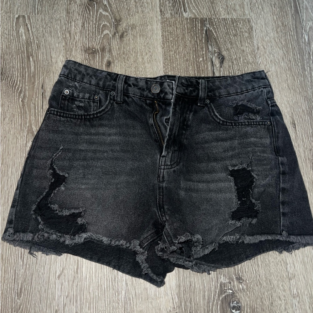 Black denim shorts